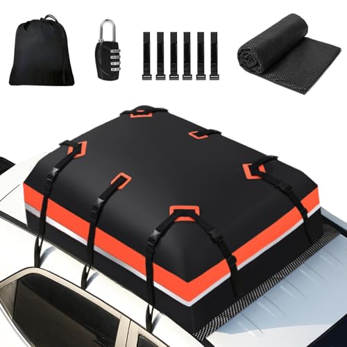 JOBYNA Auto Dachbox Faltbare, 21 Kubikfuß/ 585 L PVC Dachkoffer Gepäckbox 100% Wasserdichter Dachtasche, Dachgepäckträger Tasche für Alle Autos mit Kombinationsschloss, Aufbewahrungstasche