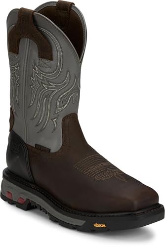 Image of Justin Tanker 11 inch Steel Toe Work Boot for Men, EH & ASTM F2413 Rated, Oil & Slip-Resisting, Premium Full Grain Leather Upper