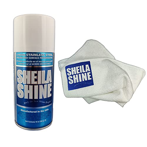 Sheila Shine Stainless Steel Polish And Cloth | Only The Sun Shines Brighter | Microfiber Cleaning Cloth | 10 Ounce Aerosol Can #TOP9