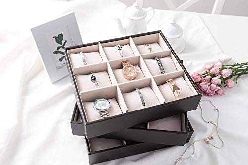 JackCubeDesign Bracelet Watch Bangle Organizer Set of 3, Stackable Jewelry Tray Display Storage Box Holder with 27 Pillows for Drawer Table Dresser - MK407A