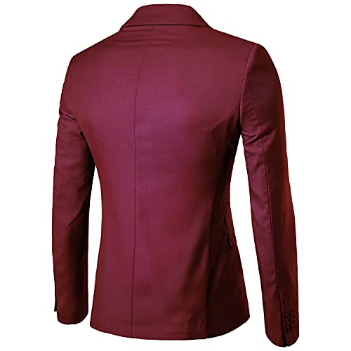 Men's Casual Slim One Button Solid Suit Jacket Notched Lapel Business Sport Coat Blazer Wedding Blazers Prom Tuxedo (Red,4X-Large) #TOP1