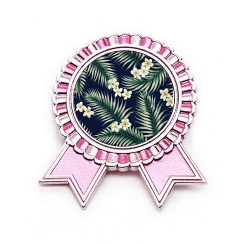 Broche blanche tropicale en métal rose taille M haute résistance