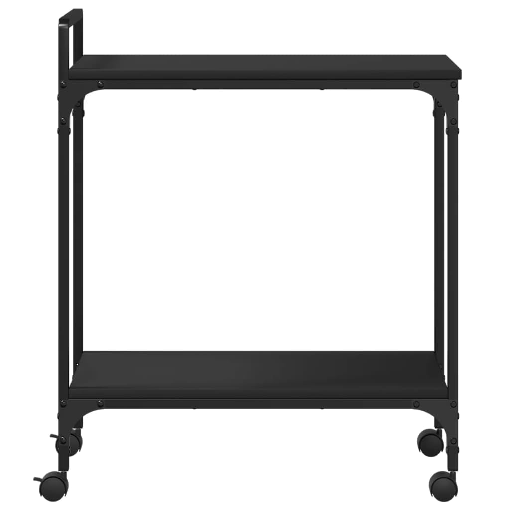 Mangloder Carro de Cocina Negro de Madera y Acero 60,5 x 31 x 72,5 cm Carro de Servicios con 4 Ruedas y Frenos Carro con Ruedas para Cocina Baño Salón Almacenamiento Móvil