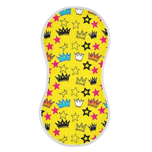 xigua Crowns and Stars Muslin Baby Burp Cloths Set of 4, Super Soft & Absorbent Burping Rags, Cotton Burp Clothes Shower Gift for Newborn, Baby Girls and Boys