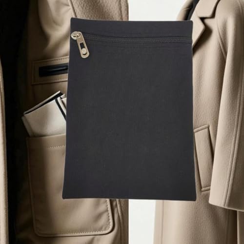 Nishiyuenyi 2 Stück Innentasche Mantel Verdeckte Reißverschlusstasche Zum Einnähen Aufbewahrung für Handy Und Geldbörse Aus Canvas für Outdoor Arbeit, Schwarz