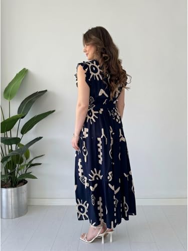 Image of Modestouze Attires Dress for Women Western Maxi Style, Indo Western Dresses, One Piece Long Gown, A Line Flared Pattern, Ethnic Look Outfit for Women