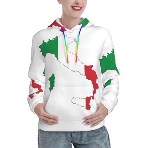 Sweat à capuche femme imprimé Italie tendance avec poche kangourou
