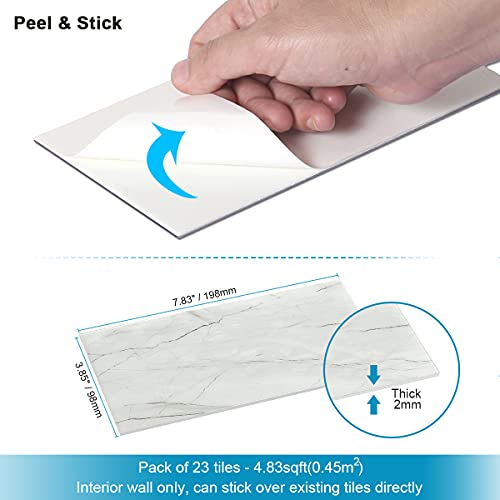 Benice Peel And Stick Backsplash Tile Stickers,Subway, Kitchen Big Tiles For Bathroom Wall 23Tiles Gray White #TOP5
