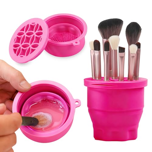 Makeup Brushes Cleaner Mat with Brush Storage Holder, Folding Por...
