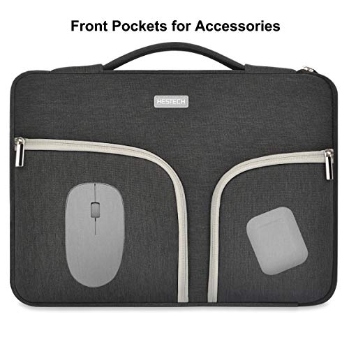 HESTECH Chromebook Case,11.6"-13 inch Water Repellent Polyester Vertical Protective Laptop Sleeve Bag Handle Front Pockets for Acer/HP/Samsung/MacBook air/Surface Pro3/4,Black - Thumbnail 4