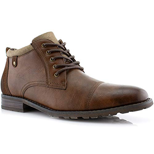 Image of Polar Fox Men's Casual Cap-Toe Ankle Boot Collection | Lace-Up Work, Combat, and Chukka Styles