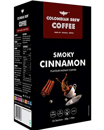 Colombian Brew Smoky Cinnamon Instant Coffee Powder, No Sugar Vegan, 50g