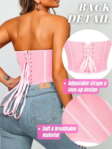 Image of ChiaoLezhee Heart Corset Top For Women, Sexy Concert Outfits Going Out, Strapless Crop Top, Overbust Bustier