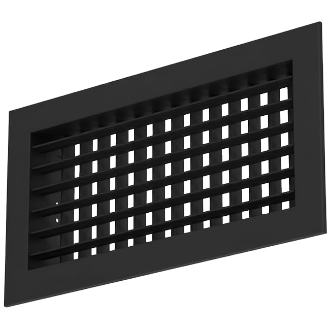 Grille murale en aluminium double réglage 600x200 mm RAL 9005 avec ressorts