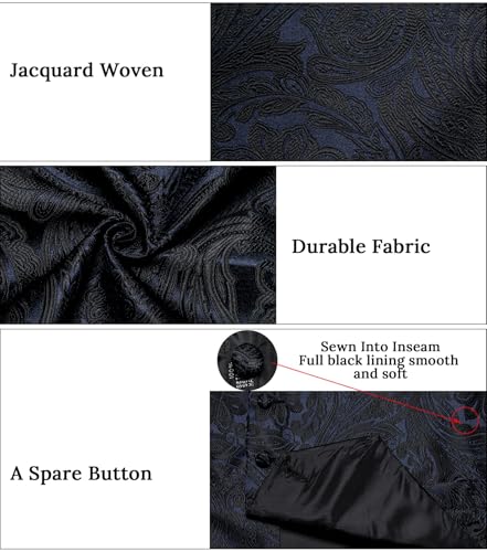Image of DiBanGu Mens Vest and Tie Set Formal Paisley Waistcoat and Necktie Pocket Square Cufflinks Silk Suit Vest for Tuxedo Wedding