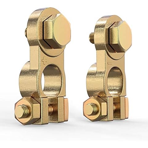 LEICESTERCN Battery Terminal Connectors Brass Copper Car Battery Terminal Ends Top Post Positive Negative Set for Auto Van Vehicle Marine Boat Camper Truck Cover