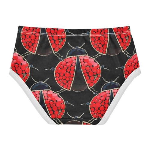 Red Ladybugs Black Panties for Girl Girls Underwear Toddler Cotton Flower Briefs Undies Kids 2t2