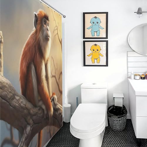 Rideau de douche singe imperméable et lavable en machine avec 12 crochets inclus