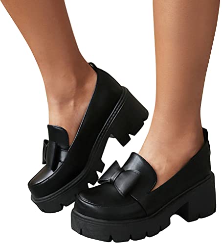 Image of Women's Platform Mary Janes Chunky Heel Ankle Strap Uniform Dress Shoes Heeled Gothic Lolita Oxfords