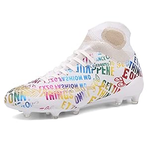 Binnen de Jeugdvoetbalcleats,Buitenshuis Sport Fg/Ag Schoenplaatjes Mannen Voetbalschoenen,Hoogwaardig Comfortabel Gras Kinder Voetbalcleats,Ademend Lichtgewicht (Color : White, Size : 34 EU)