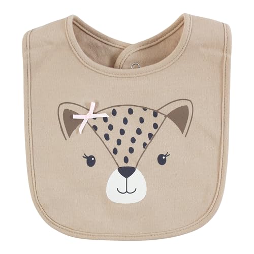 Image of Hudson Baby Infant Girl Cotton Bibs, Sassy Cheetah, One Size