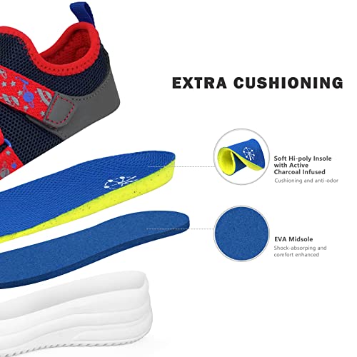 SKYWHEEL Little Boys Athletic Shoes Cushioning Running Anti-Slip Shoes Little Kids Slip on Sneakers Size 11 Red Navy3