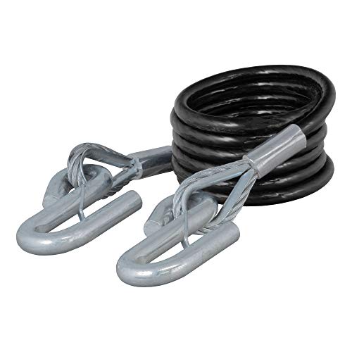 CURT 70008 Replacement 84 x 3/8-Inch Diameter Vinyl-Coated Coiled Tow Bar Safety Cable with Snap Hooks, 7,500 Pounds