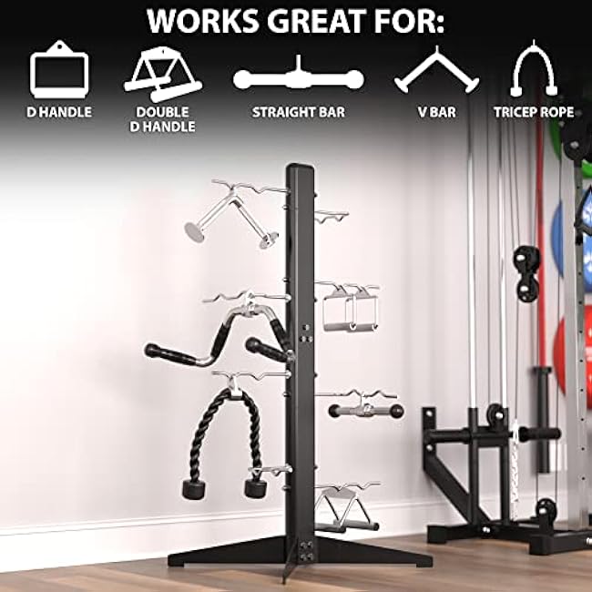 Synergee Cable Attachment Rack. Free-Standing or Wall Mounted Storage Rack. Multi-Use Storage Posts for Exercise Attachments.