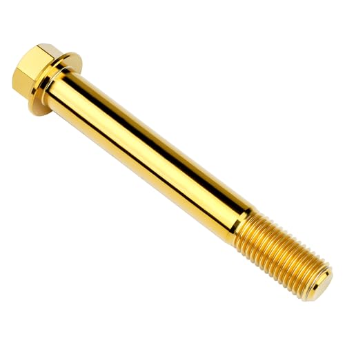 Image of Titanium Bolt M12 30 35 40 45 50 55 60 65 70 75 80 85 90mm Hex Small Flange Head for Motorcycle Car Modification Pack of 4 (M12x90mm Pitch 1.5, Gold)