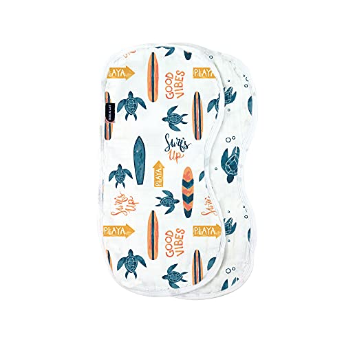 Image of Bebe au Lait Oh So Soft Muslin Baby Burp Cloth Set - Surf and Sea Turtles