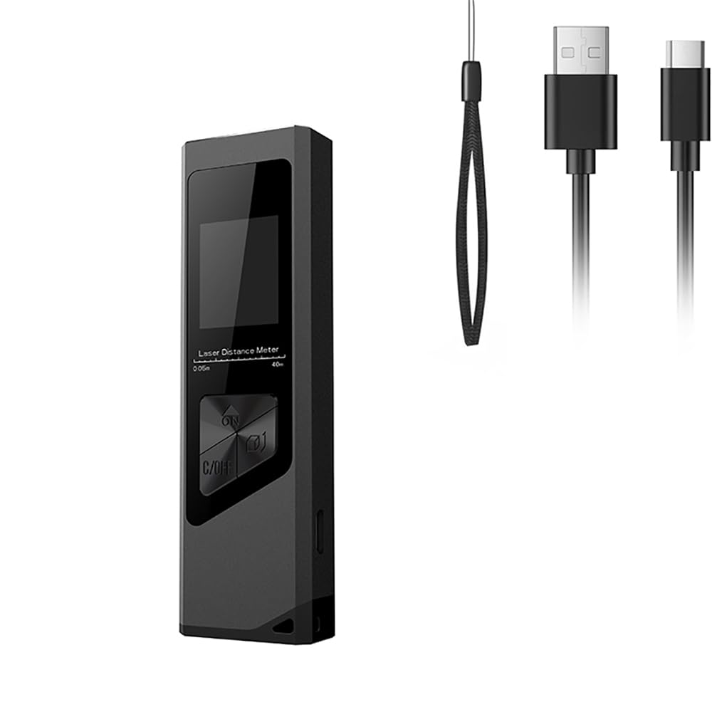 TKMARS Telémetro Láser 40M, Medidor láser de Distancia de precisión de ± 2 mm, USB Recargable Medidor Láser Mudo Portátil Metro Láser con LCD, Cálculo de Distancia, Área, Volumen