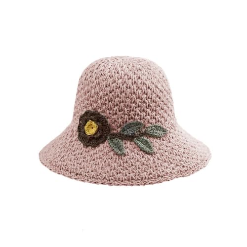 Chapeau de paille pliable protection solaire vacances plage voyage rose fleur