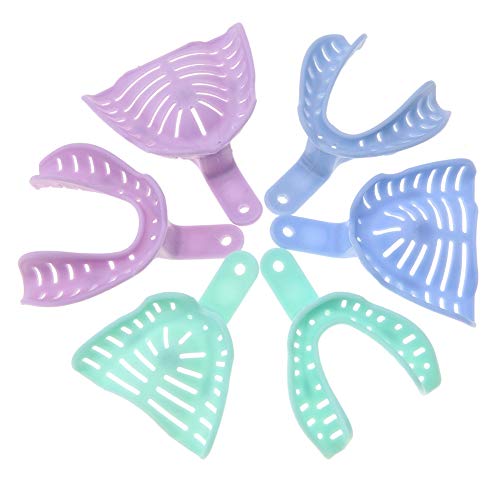 6 bandejas dentales, bandeja de impresión dental de plástico, bandejas de impresión, soporte de materiales para dientes, color aleatorio mixto