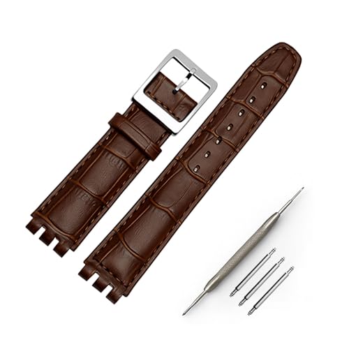 OLXIYOC Pulsera Swatch de piel de vacuno con cierre de acero inoxidable, 19mm, Silicona, No es una piedra preciosa