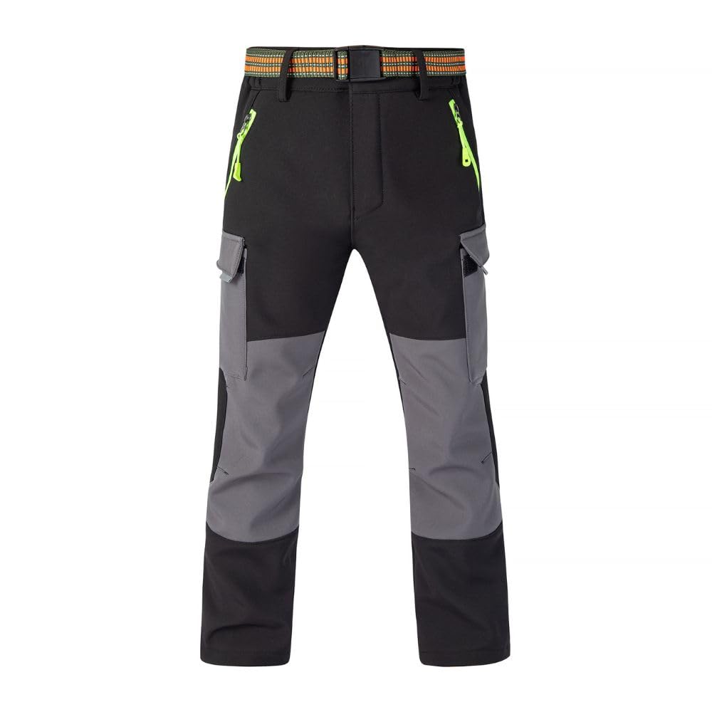Pantalon thermique imperméable pour garçons et filles, pantalon de neige, pantalon d'extérieur d'hiver, pantalon cargo doublé, pantalon de ski softshell pour enfants