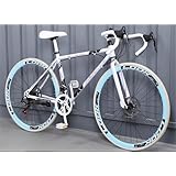 24/26インチ24変速40刀輪死飛自転車大人ロードレーサー男女学生活飛軽単車高容貌値ソリッドタイヤ (40刀【ホワイトブルー】24速,26インチ24速【身長165-185 CM推奨】) [並行輸入品]