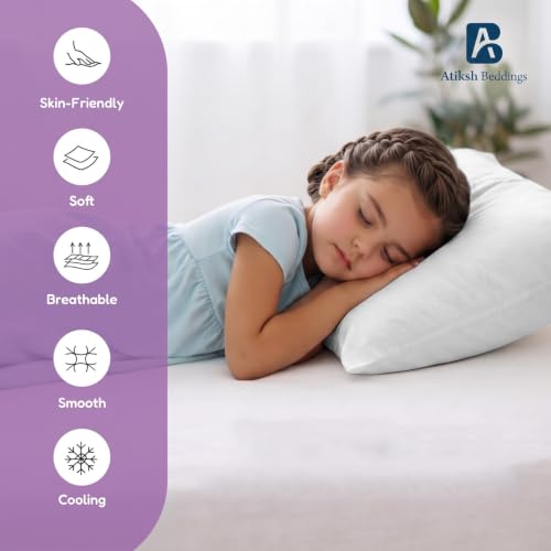 Image of Atiksh Beddings 14x20 Toddler Travel Pillow Cases, Pack of 2, 100% Egyptian Cotton, 600 Thread Count, Zipper Closure, Small Pillowcase for Kids, Daycare, Preschool & Travel, White