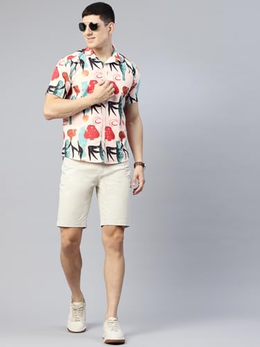 Image of Luxrio Casual Printed Textured Fabric Shirt for Men Regular Fit Cotton Blend