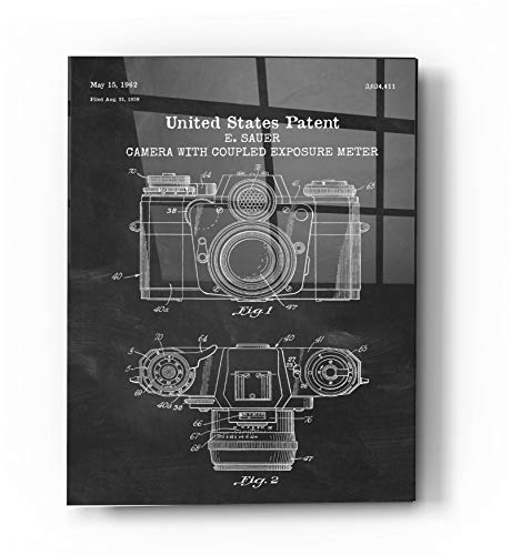 Epic Art 'Camera with Coupled Exposure Meter Blueprint Patent Chalkboard' Acrylic Glass Wall Art, 24