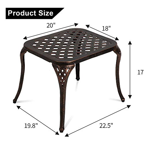 HOMEFUN-Outdoor-Side-Table-Small-Cast-Aluminum-Metal-End-Table-for-Outside-Patio-Furniture-Bronze HOMEFUN Outdoor Side Table Small Cast Aluminum Metal End Table for Outside Patio Furniture Bronze