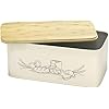 Extra Large Bread Box for Kitchen Countertop with Bamboo Cutting Board Lid - Vertical Space Saving Bread Holder Keeper Holds 2 Loaves - White Cream Farmhouse Breadbox Bread Storage, Bread Container