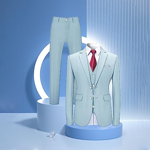 Herren-Anzugjacke, klassische Passform, Hochzeit, formelle Jacke, Weste und Hose, kurzer Anzug für Herren – Bild 3