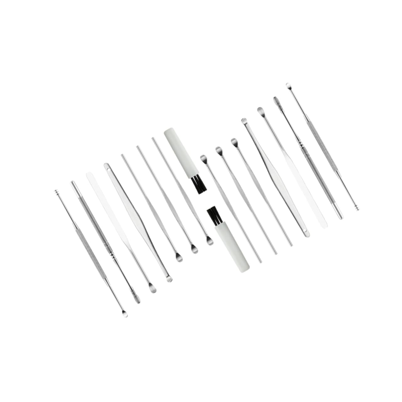 Healvian 8pc Ear Set Stainless Steel Ear Spoon Blackhead Extractor Tool Tweezer Set Gentle Ear Cleaning for Man