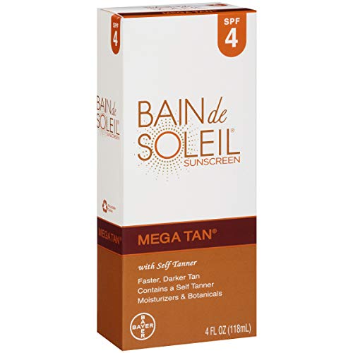Bain de Soleil Mega Tan Sunscreen With Self Tanner, SPF 4,(4 fl oz)