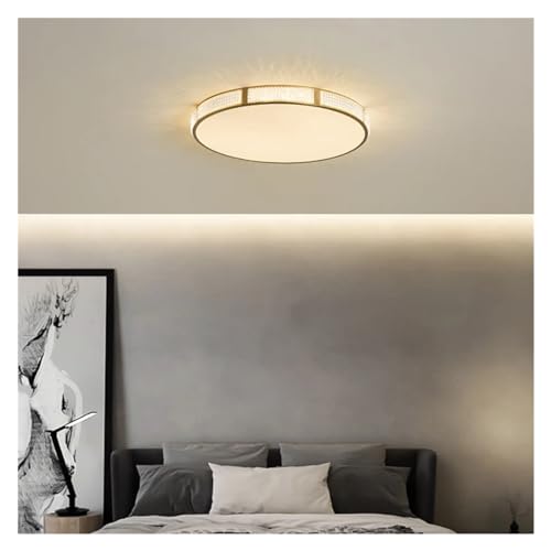 Plafonnier ultra fin HJZZQH en cuivre rond avec lumière intérieure moderne salon
