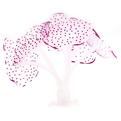 ANCLLO Lot de 2 coraux artificiels en silicone pour décoration d'aquarium, paysage d'aquarium, effet lumineux coloré, plante de mer, ornement avec ventouse -...