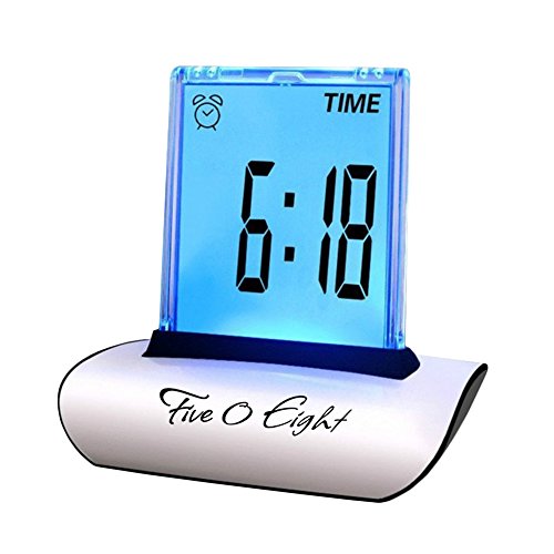 FIVE 0 EIGHT Digital Alarm Clock Small Table Desk Clock with 3.3'' LCD Display and 7 Color Changing for Kids, Bedroom, Travel