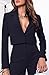 HipGlamp Tailored Power Suit Set Cropped Blazer & Wide-Leg Pants Deep V Neck for Business Evening