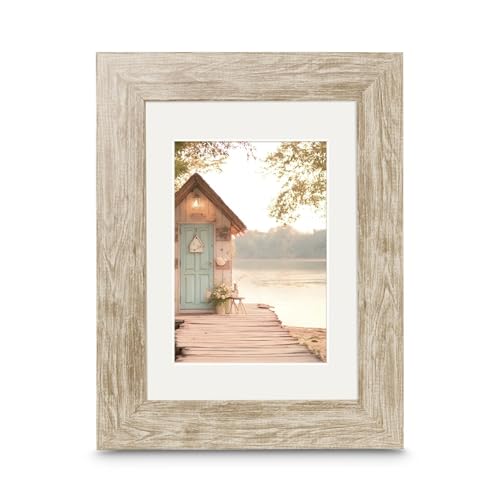 Hama Cadre Photo 20 x 30 cm 'Cottage', Look Shabby Chic Effet Vieilli, Passe-Partout Prémium, Verre de Qualité, Suspension Murale, Format Portrait ou Paysage, Marron