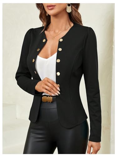 GORGLITTER Women's Button Down Long Sleeve Blazer Work Office Business Blazer Jackets Outerwear3